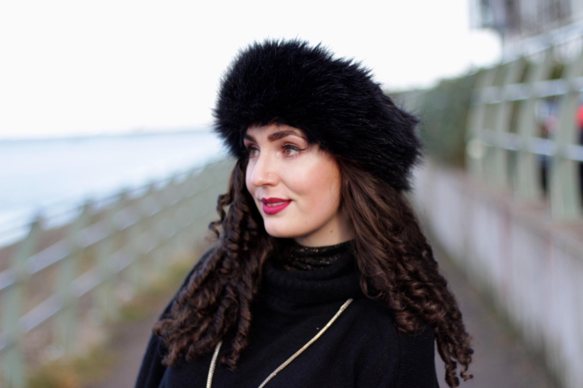 black faux fur headband accessories for aw15