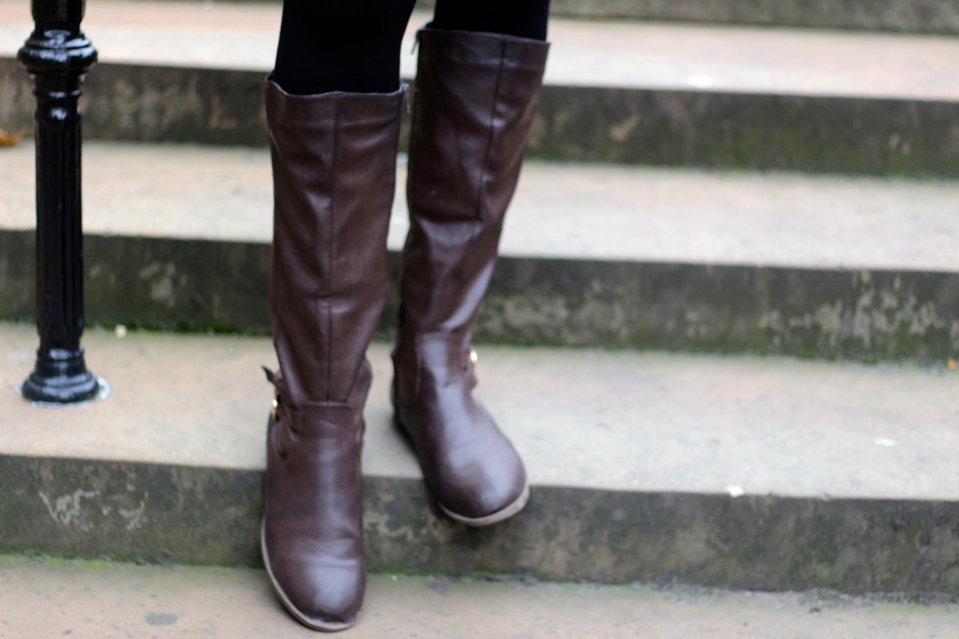brown knee high boots