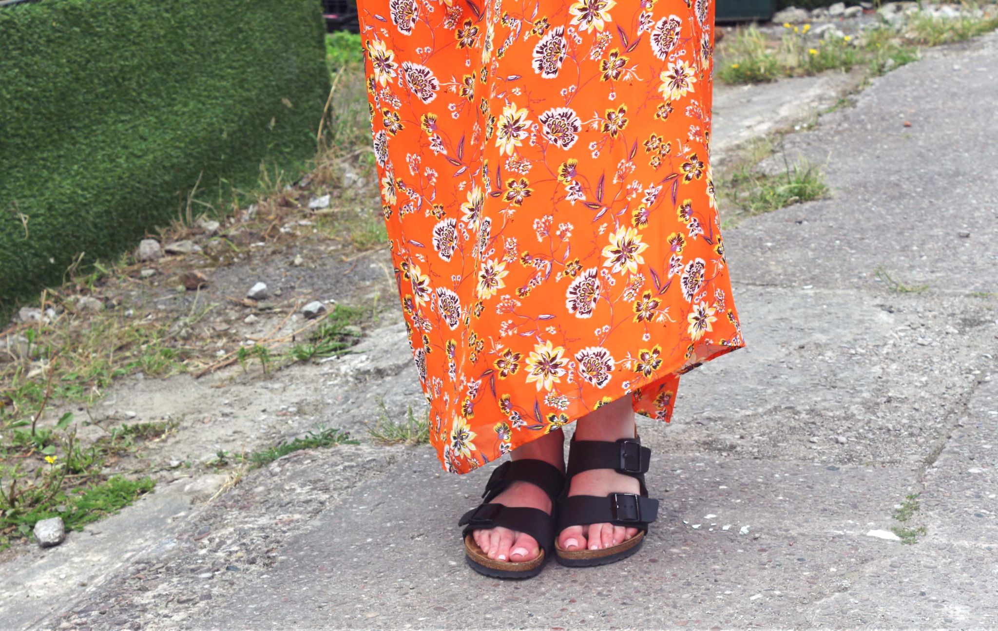 Peacocks orange floral bardot maxi dress_IMG_6878