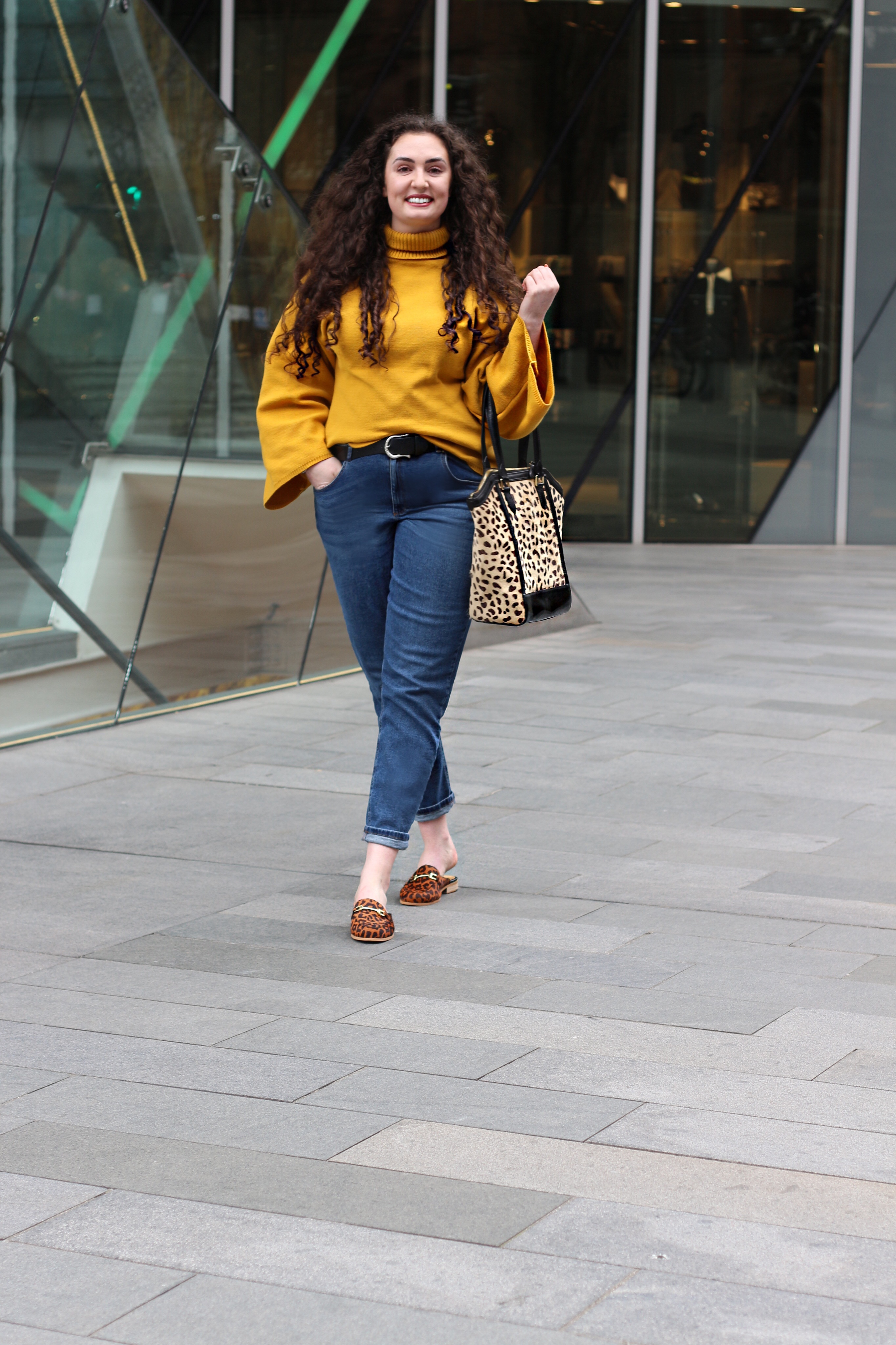 Leopard Print Accessories with Mustard Knitwear