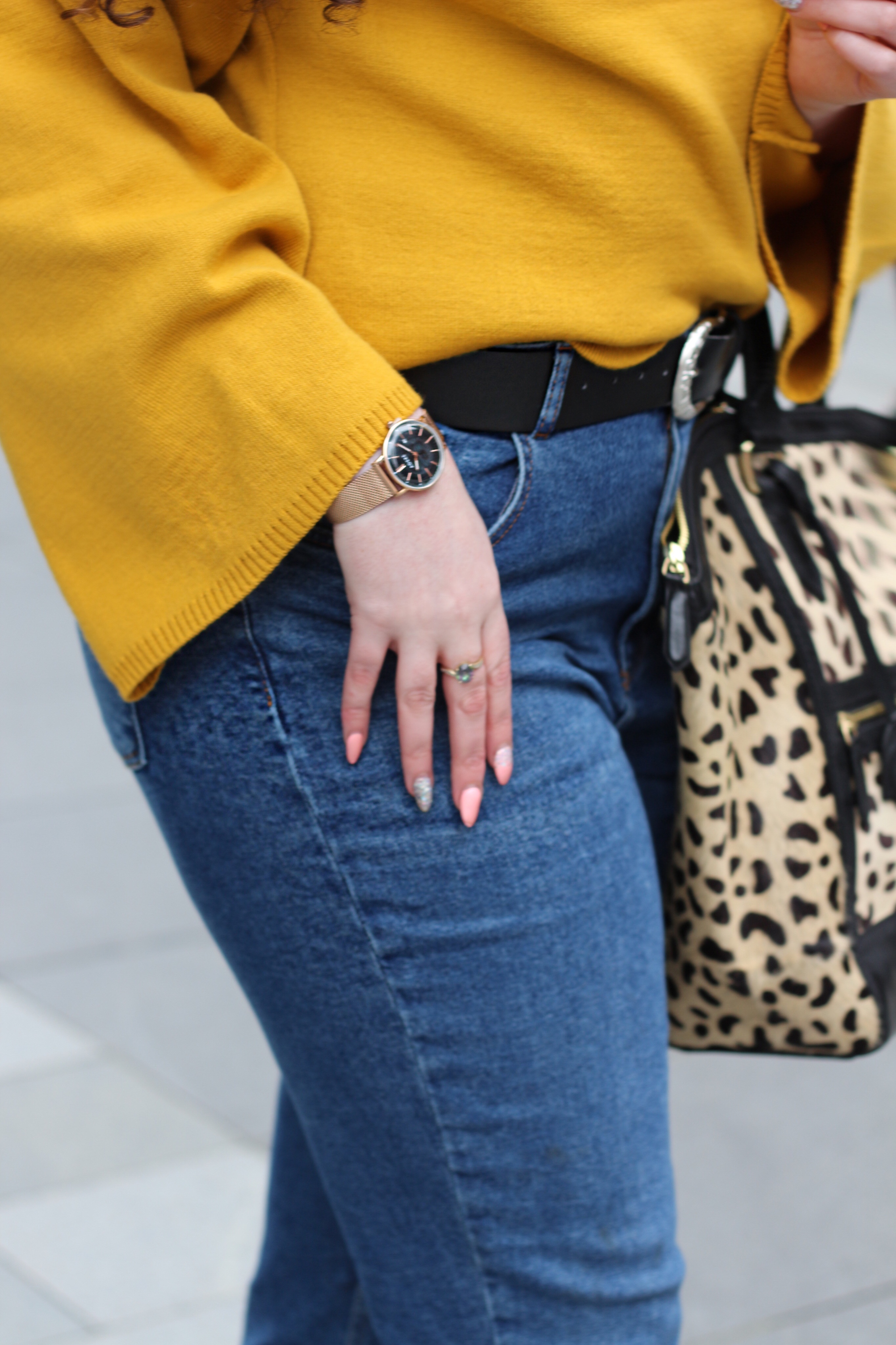 Leopard Print Accessories with Mustard Knitwear