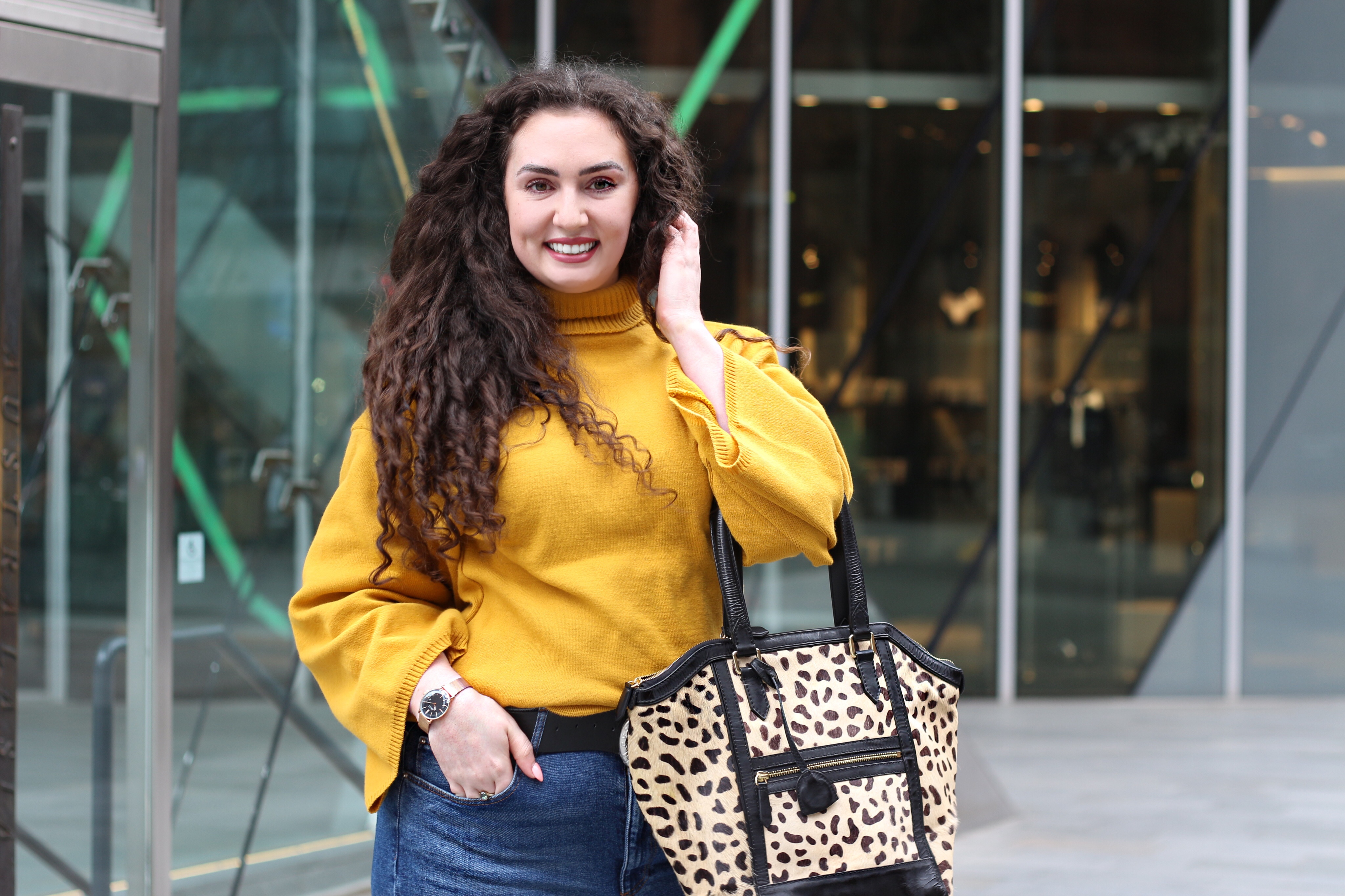 Leopard Print Accessories with Mustard Knitwear